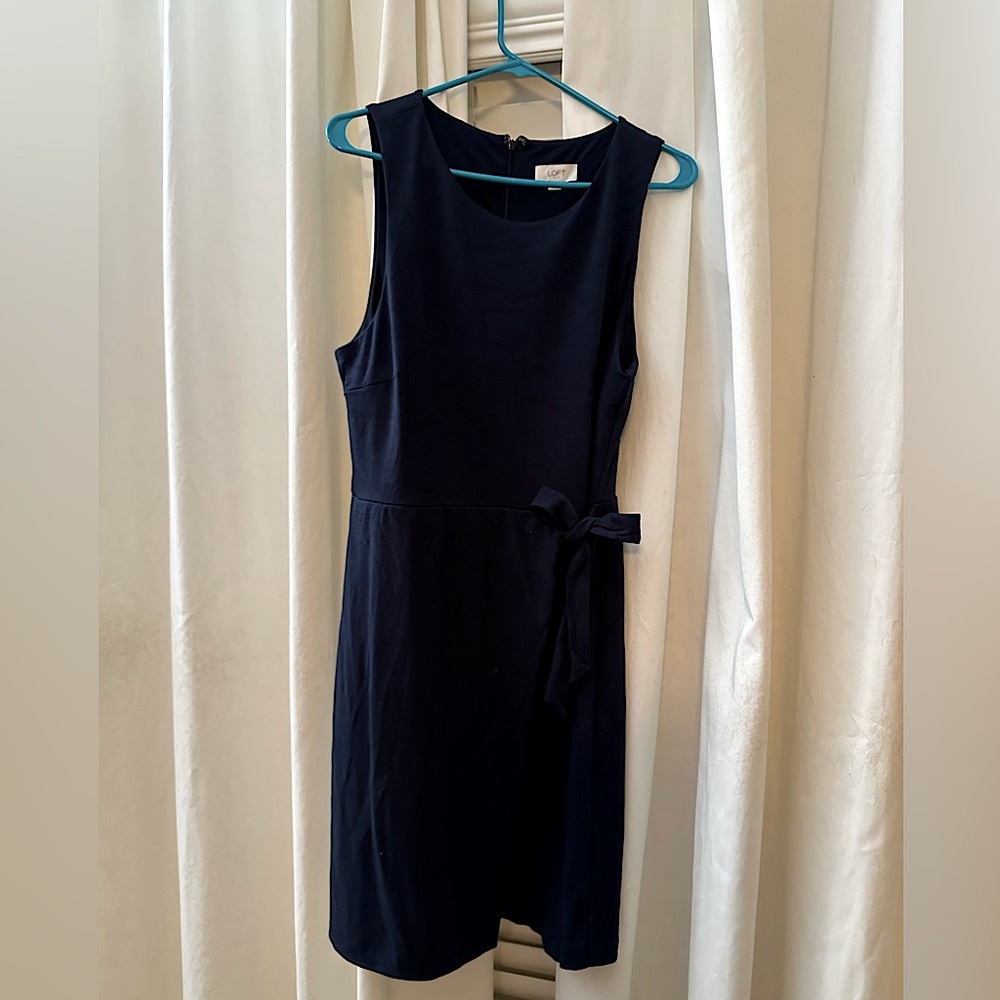 Loft Navy Blue Faux Wrap Dress - Size 10